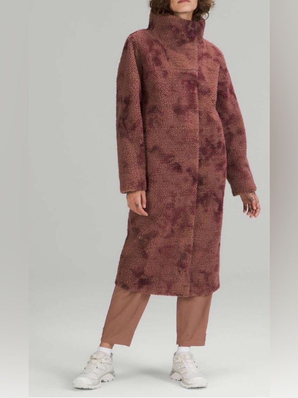 NWOT New Lululemon lab Textured Fleece Coat Diamond Dye Dusty Bronze Pelt